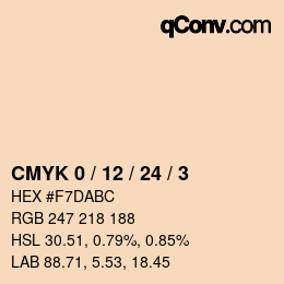 カラーコード: CMYK 0 / 12 / 24 / 3 | qconv.com