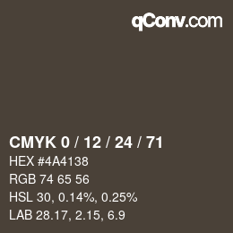 Color code: CMYK 0 / 12 / 24 / 71 | qconv.com