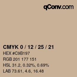 カラーコード: CMYK 0 / 12 / 25 / 21 | qconv.com