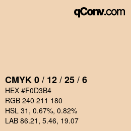 Color code: CMYK 0 / 12 / 25 / 6 | qconv.com