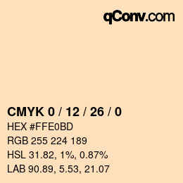 颜色代码: CMYK 0 / 12 / 26 / 0 | qconv.com