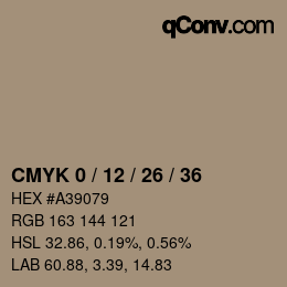 Color code: CMYK 0 / 12 / 26 / 36 | qconv.com