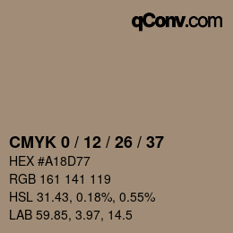 カラーコード: CMYK 0 / 12 / 26 / 37 | qconv.com