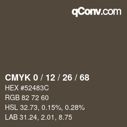 カラーコード: CMYK 0 / 12 / 26 / 68 | qconv.com