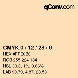 カラーコード: CMYK 0 / 12 / 28 / 0 | qconv.com