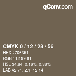 Farbcode: CMYK 0 / 12 / 28 / 56 | qconv.com