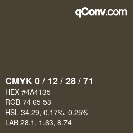 Farbcode: CMYK 0 / 12 / 28 / 71 | qconv.com
