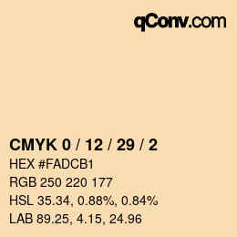 颜色代码: CMYK 0 / 12 / 29 / 2 | qconv.com