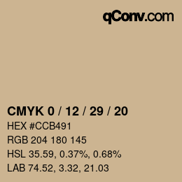 Color code: CMYK 0 / 12 / 29 / 20 | qconv.com