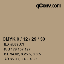 カラーコード: CMYK 0 / 12 / 29 / 30 | qconv.com