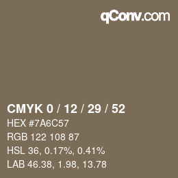 Color code: CMYK 0 / 12 / 29 / 52 | qconv.com