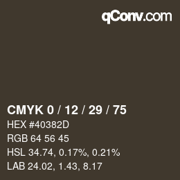Color code: CMYK 0 / 12 / 29 / 75 | qconv.com
