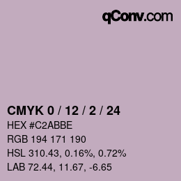 颜色代码: CMYK 0 / 12 / 2 / 24 | qconv.com