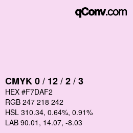 カラーコード: CMYK 0 / 12 / 2 / 3 | qconv.com
