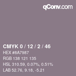 Color code: CMYK 0 / 12 / 2 / 46 | qconv.com