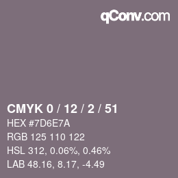 カラーコード: CMYK 0 / 12 / 2 / 51 | qconv.com