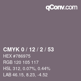 Color code: CMYK 0 / 12 / 2 / 53 | qconv.com