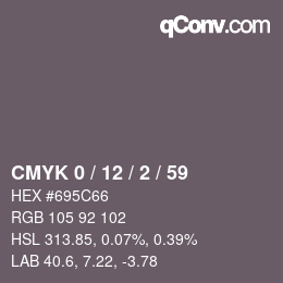 Color code: CMYK 0 / 12 / 2 / 59 | qconv.com
