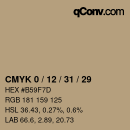 Farbcode: CMYK 0 / 12 / 31 / 29 | qconv.com