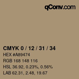 颜色代码: CMYK 0 / 12 / 31 / 34 | qconv.com