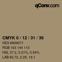 カラーコード: CMYK 0 / 12 / 31 / 36 | qconv.com