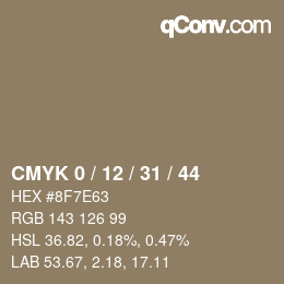 カラーコード: CMYK 0 / 12 / 31 / 44 | qconv.com