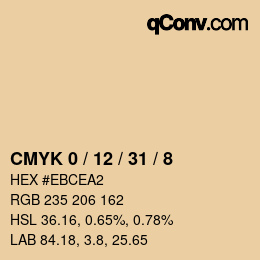 カラーコード: CMYK 0 / 12 / 31 / 8 | qconv.com