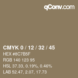 Color code: CMYK 0 / 12 / 32 / 45 | qconv.com