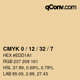 Farbcode: CMYK 0 / 12 / 32 / 7 | qconv.com