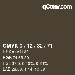 Color code: CMYK 0 / 12 / 32 / 71 | qconv.com