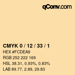 Color code: CMYK 0 / 12 / 33 / 1 | qconv.com