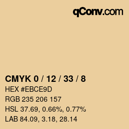 カラーコード: CMYK 0 / 12 / 33 / 8 | qconv.com