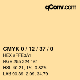 カラーコード: CMYK 0 / 12 / 37 / 0 | qconv.com