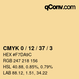 カラーコード: CMYK 0 / 12 / 37 / 3 | qconv.com
