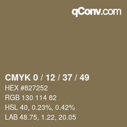 Código de color: CMYK 0 / 12 / 37 / 49 | qconv.com