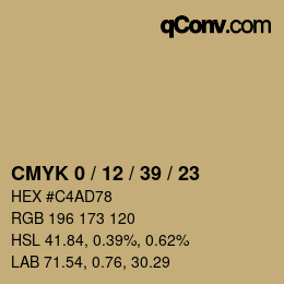 カラーコード: CMYK 0 / 12 / 39 / 23 | qconv.com