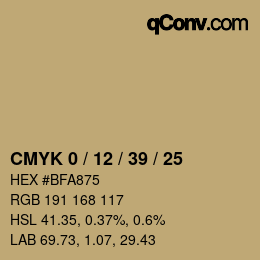 Color code: CMYK 0 / 12 / 39 / 25 | qconv.com