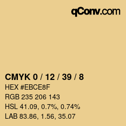 カラーコード: CMYK 0 / 12 / 39 / 8 | qconv.com