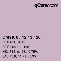 カラーコード: CMYK 0 / 12 / 3 / 20 | qconv.com