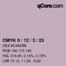 颜色代码: CMYK 0 / 12 / 3 / 23 | qconv.com