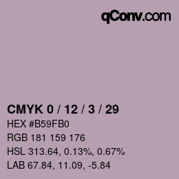 カラーコード: CMYK 0 / 12 / 3 / 29 | qconv.com