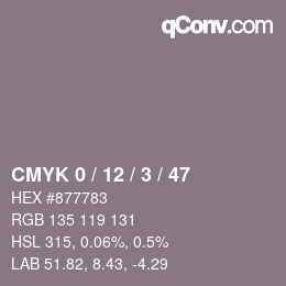 Color code: CMYK 0 / 12 / 3 / 47 | qconv.com