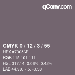 Color code: CMYK 0 / 12 / 3 / 55 | qconv.com