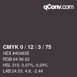 カラーコード: CMYK 0 / 12 / 3 / 75 | qconv.com
