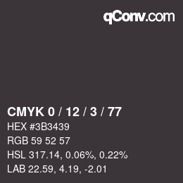 Color code: CMYK 0 / 12 / 3 / 77 | qconv.com