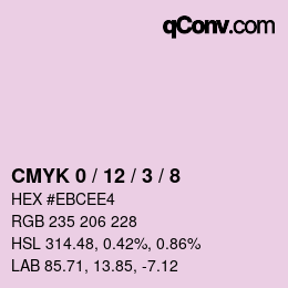カラーコード: CMYK 0 / 12 / 3 / 8 | qconv.com