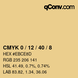カラーコード: CMYK 0 / 12 / 40 / 8 | qconv.com