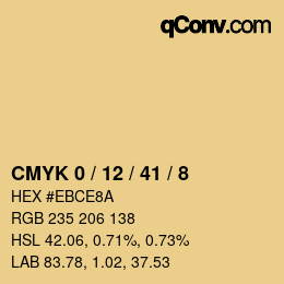 カラーコード: CMYK 0 / 12 / 41 / 8 | qconv.com