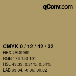 Color code: CMYK 0 / 12 / 42 / 32 | qconv.com