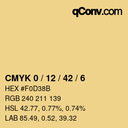 カラーコード: CMYK 0 / 12 / 42 / 6 | qconv.com